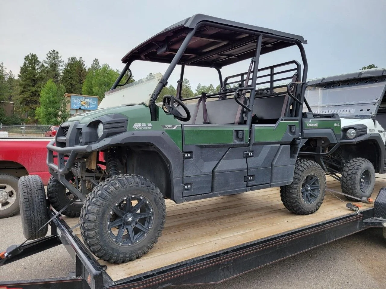 A rental side-by-side on its trailer